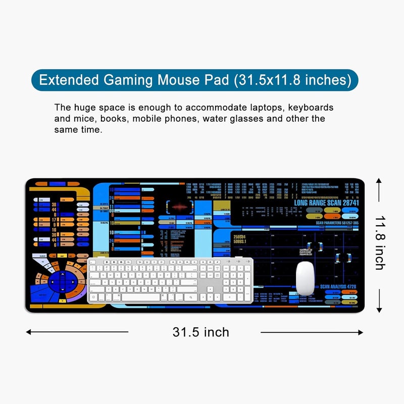 T TOPLAY Spacecraft Dashboard Gaming Mouse Pad Large Mouse Pad Office Desk Accessories XL Desk Mat 31.5x11.8x0.12 inch Blue Large Desk Pad Keyboard Pad (Console) - Image 5